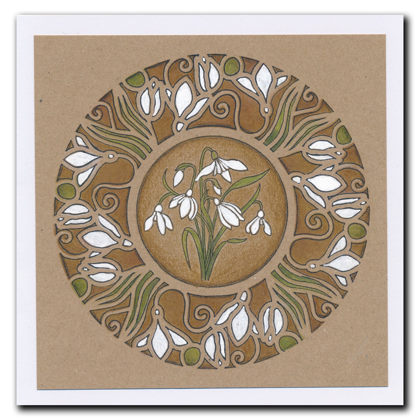 Barbara's SHAC Snowdrops Circular Decorative Frame 7" x 7" Stencil