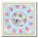 Barbara's SHAC Beauty - Japanese 2 Way Overlay Flowers & Butterflies A5 Square Stamp & Mask Set