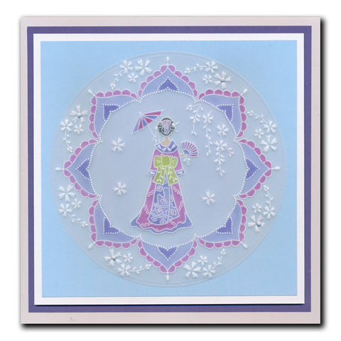 Linda's Geisha in Silk Layering Frame A4 Square Groovi Plate
