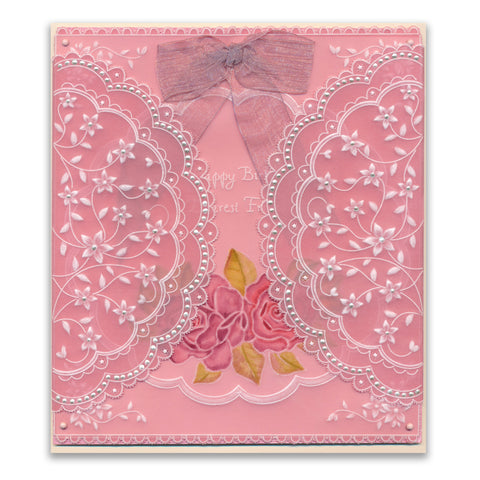 Linda's It's a Wrap! Part 1 - Semi Circle Flourish Lace Gatefold A4 Groovi Plate