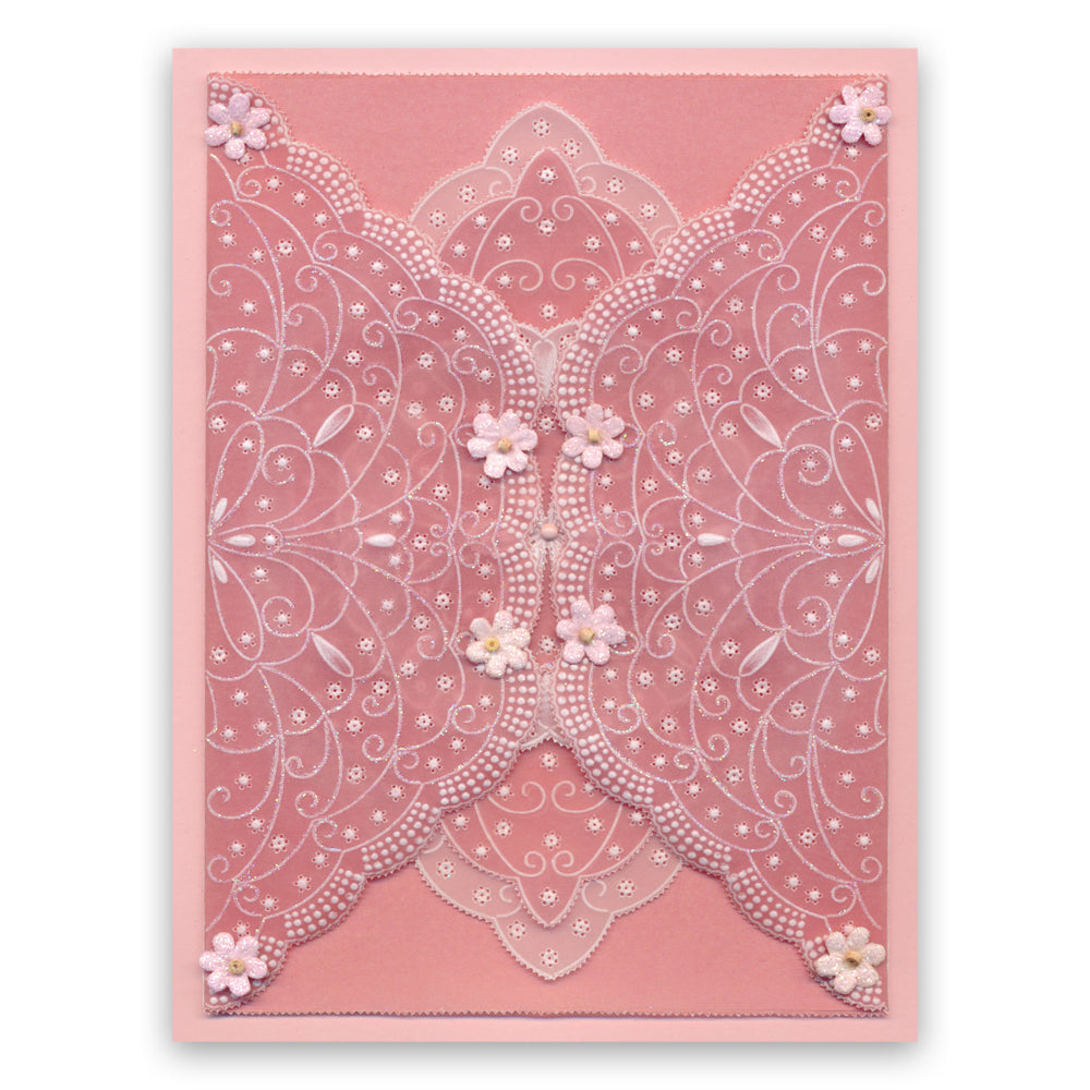 Linda's It's a Wrap! Part 1 - Hexagonal Flourish Lace Gatefold A4 Groovi Plate