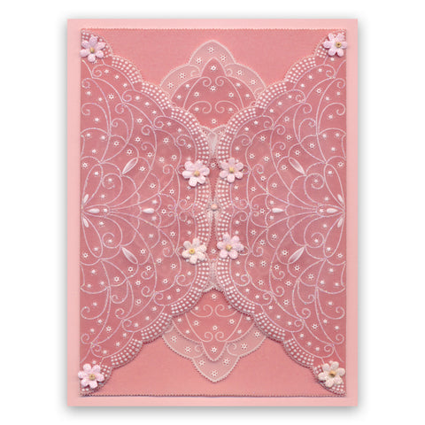 Linda's It's a Wrap! Part 1 - Hexagonal Flourish Lace Gatefold A4 Groovi Plate