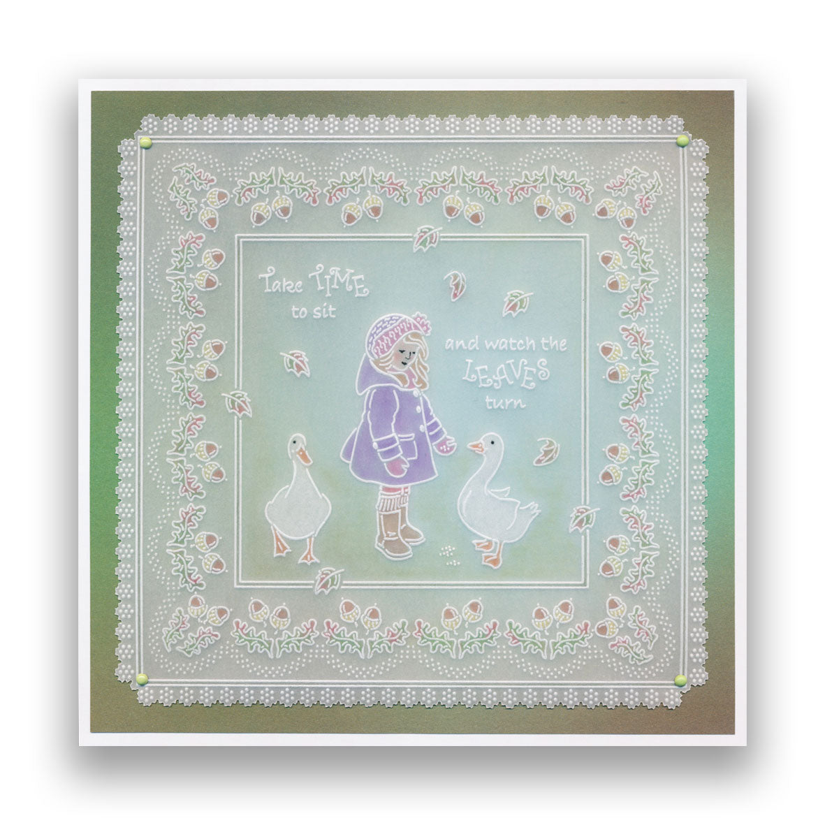 Linda's Children - Autumn - Girl With Geese - A5 Square Groovi Plate