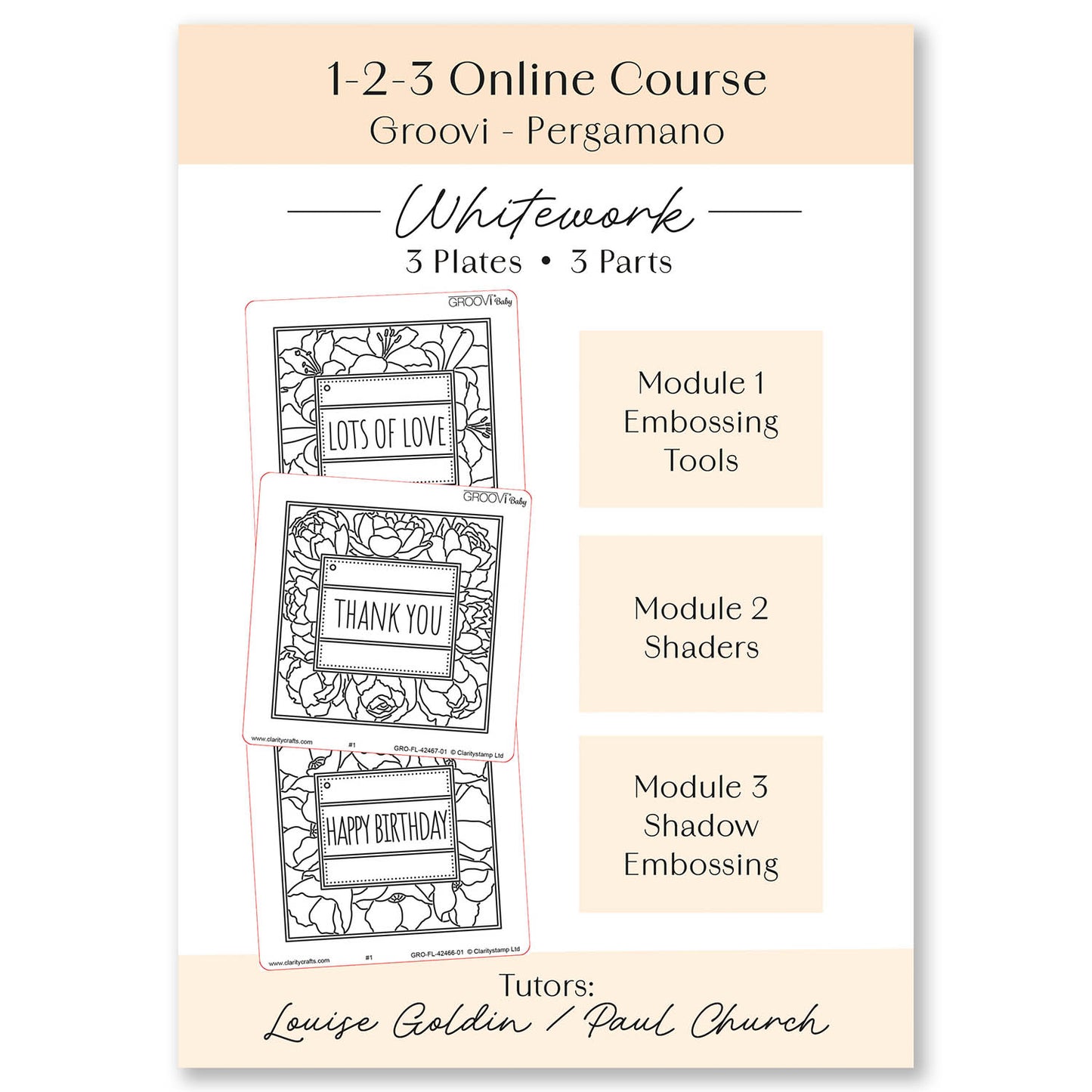 1-2-3 Online Course: Whitework for Groovi & Pergamano Parchment Crafters