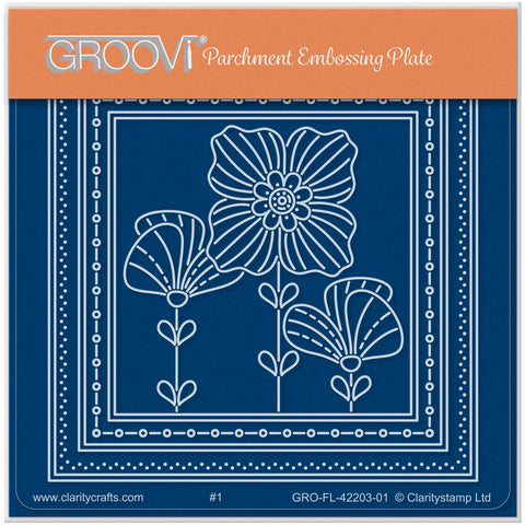 Tina's Pretty Poppy Parchlet A6 Square Groovi Plate