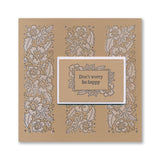 Barbara's Happiness - Floral Panel - Two Way Overlay A5 Square Stamp Set
