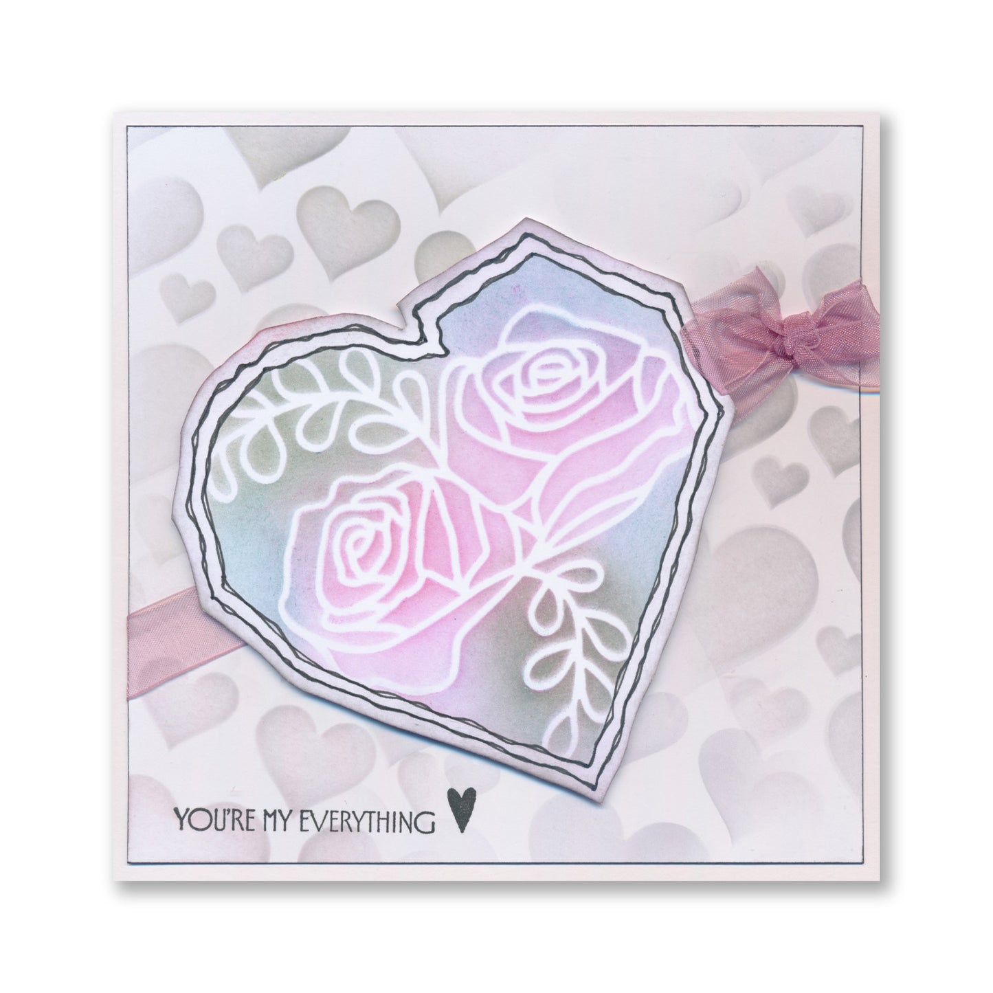 Barbara's Rose Floral Heart 7" x 7" Stencil