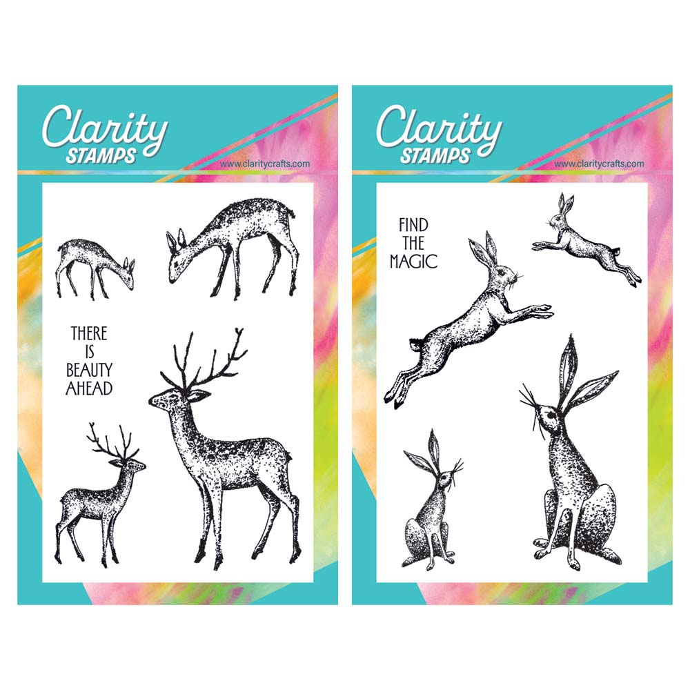 Dotted Deer & Hare A6 Stamp & Mask Duo