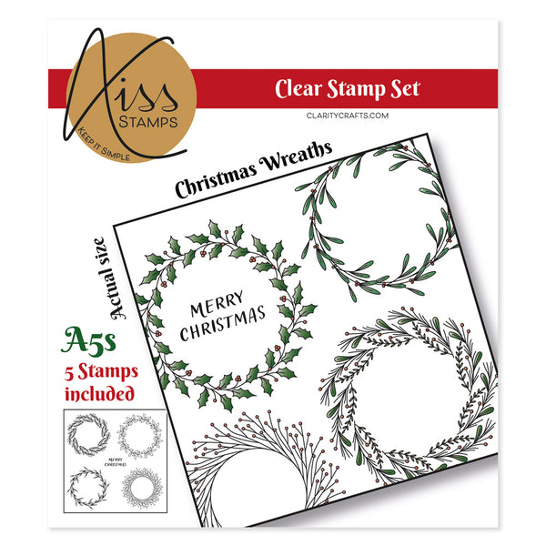 KISS by Clarity Christmas Wreaths A5 Square Stamp Set