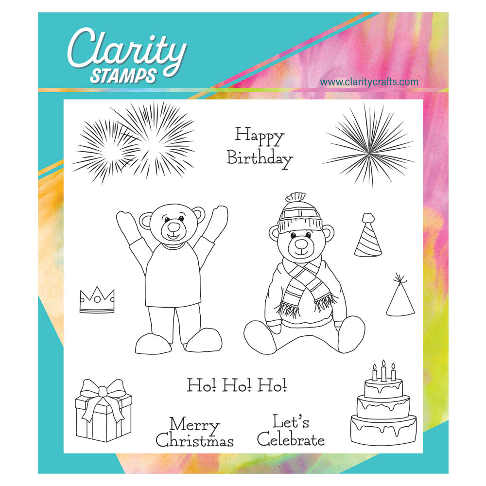 BIP the Bear Celebrates A5 Square Stamp & Mask Set