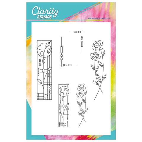 Art Nouveau Flowers & Panels A5 Stamp Set