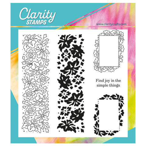 Barbara's Joy - Floral Panel - Two Way Overlay A5 Square Stamp Set