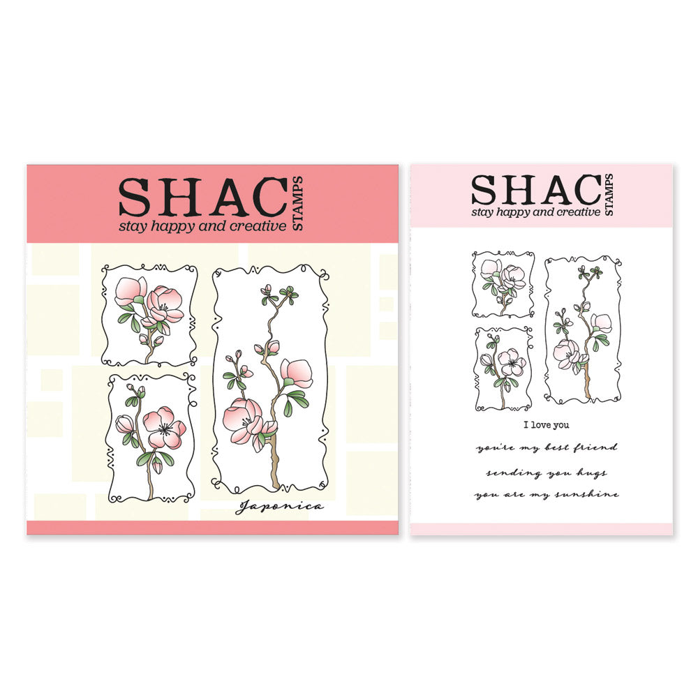 Barbara's SHAC Japonica Floral Panels A5 Square & A6 Stamp & Mask Duo