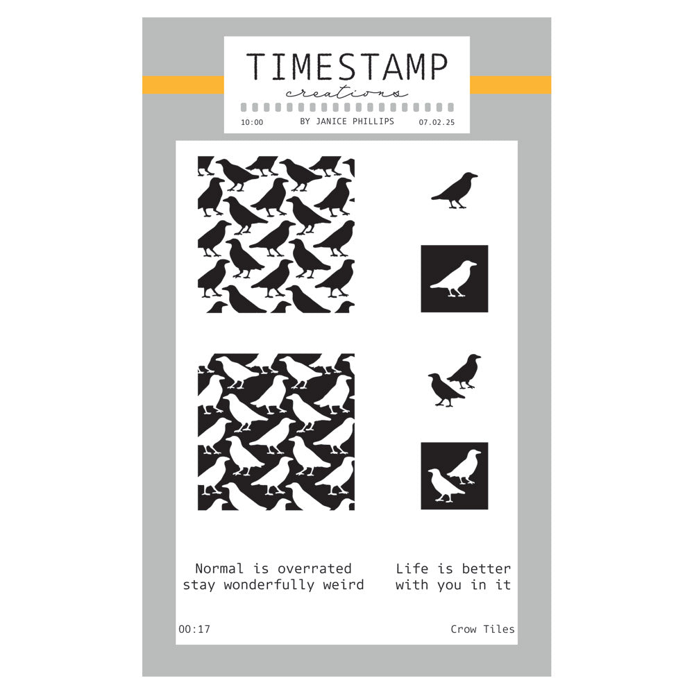 Timestamp Creations by Janice Phillips - Crow Tiles A6 Stamp Set