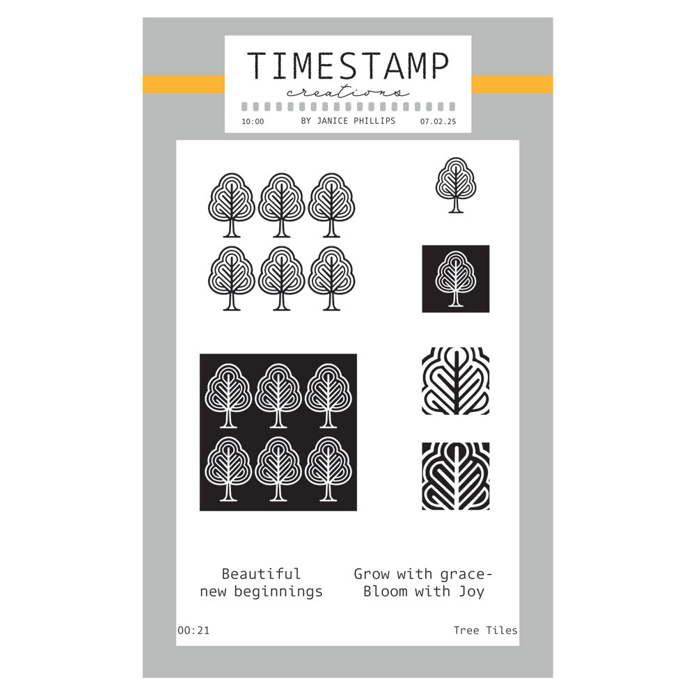 Timestamp Creations by Janice Phillips - Tree Tiles A6 Stamp Set