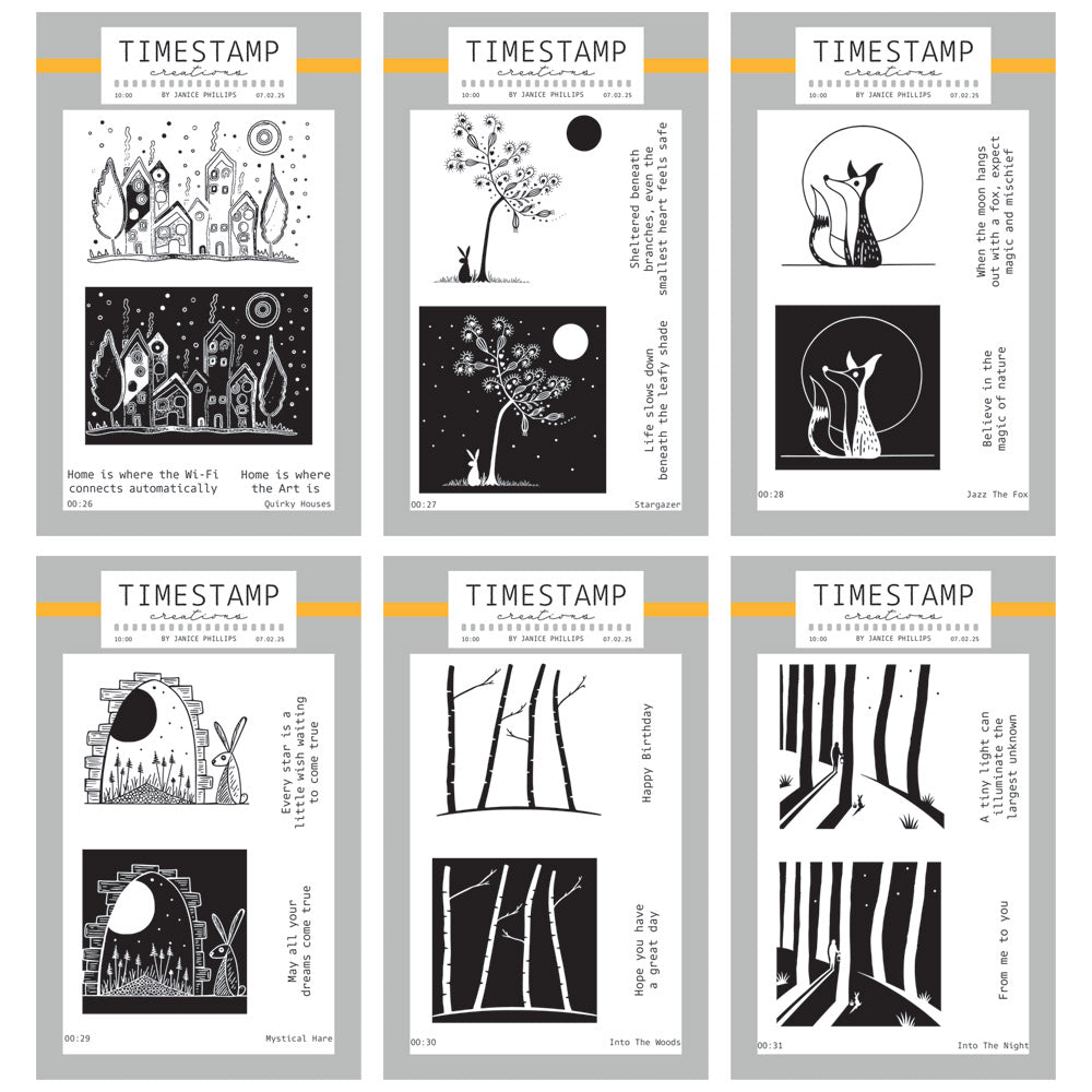 Timestamp Creations by Janice Phillips - Quirky Quickies A6 Stamp Collection