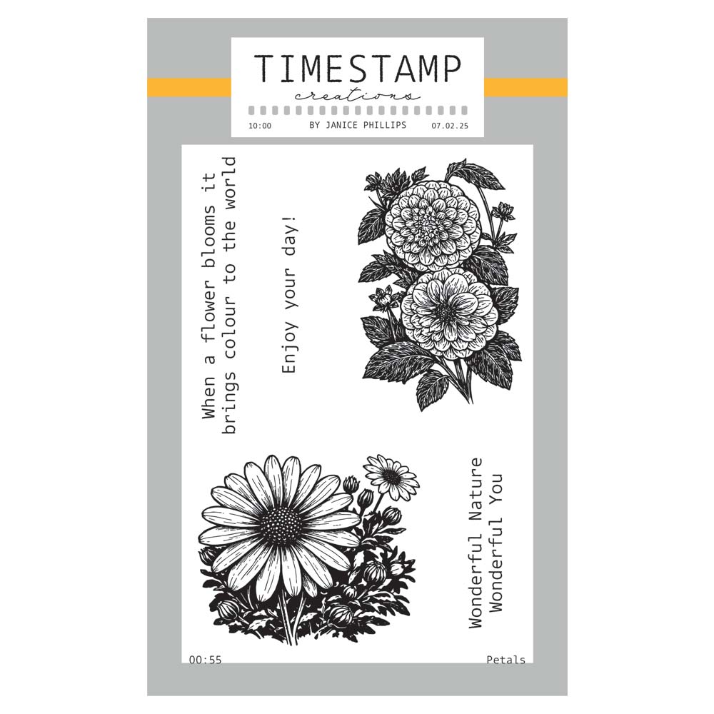 Timestamp Creations by Janice Phillips - Petals A6 Stamp Set