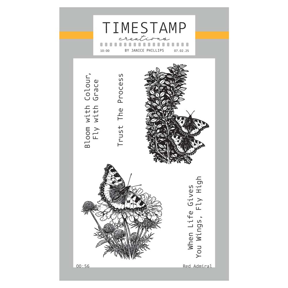 Timestamp Creations by Janice Phillips - Red Admiral A6 Stamp Set