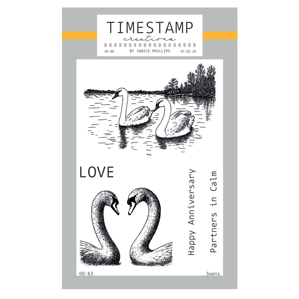 Timestamp Creations by Janice Phillips - Swans A6 Stamp Set