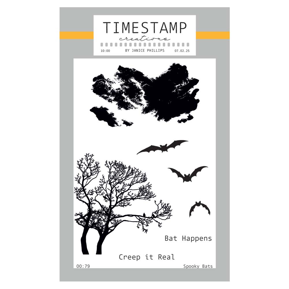 Timestamp Creations by Janice Phillips - Spooky Bats A6 Stamp Set