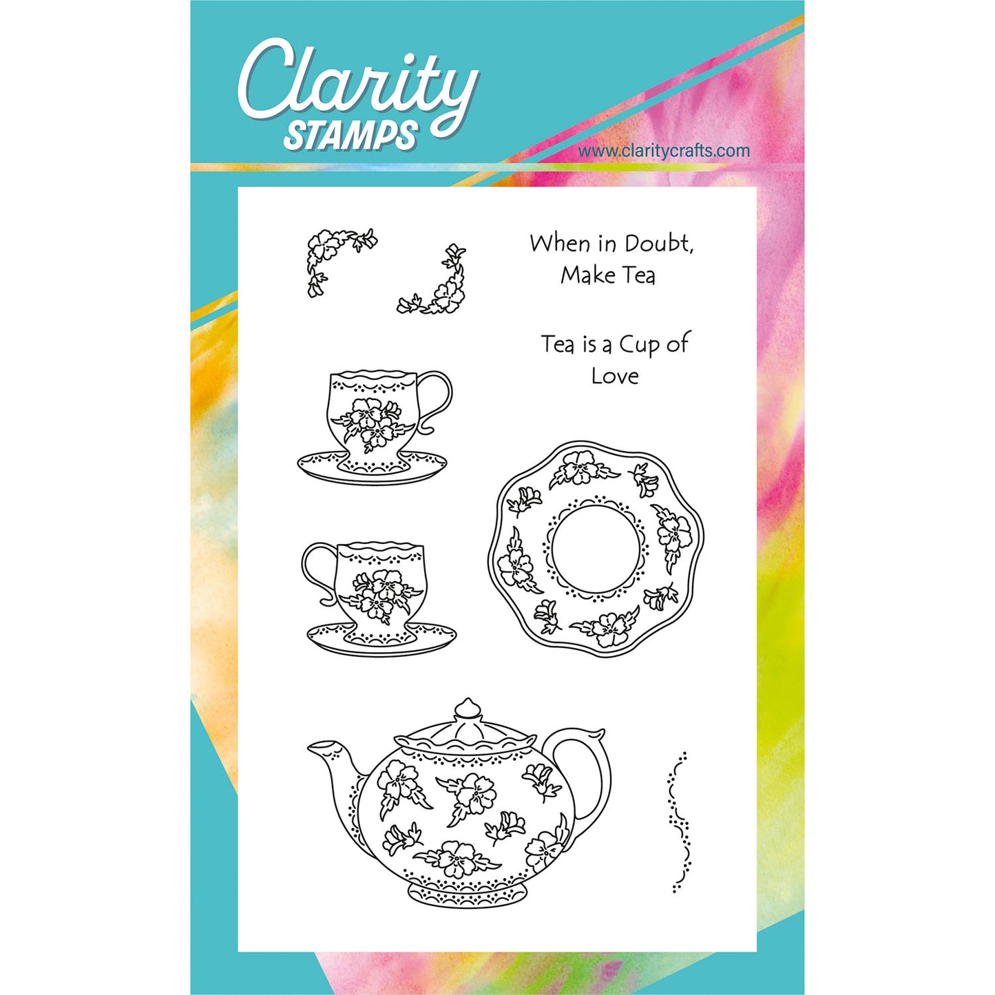 Linda's When in Doubt, Make Tea A6 Stamp & Mask Set