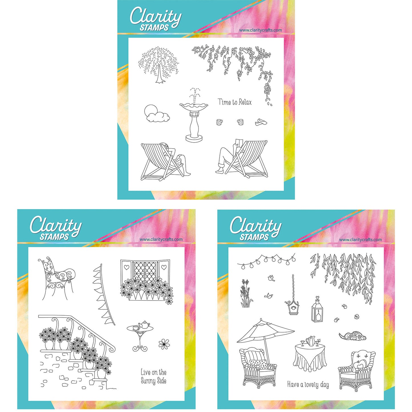 Linda's In the Garden - Set 2 A5 Square Stamp & Mask Trio