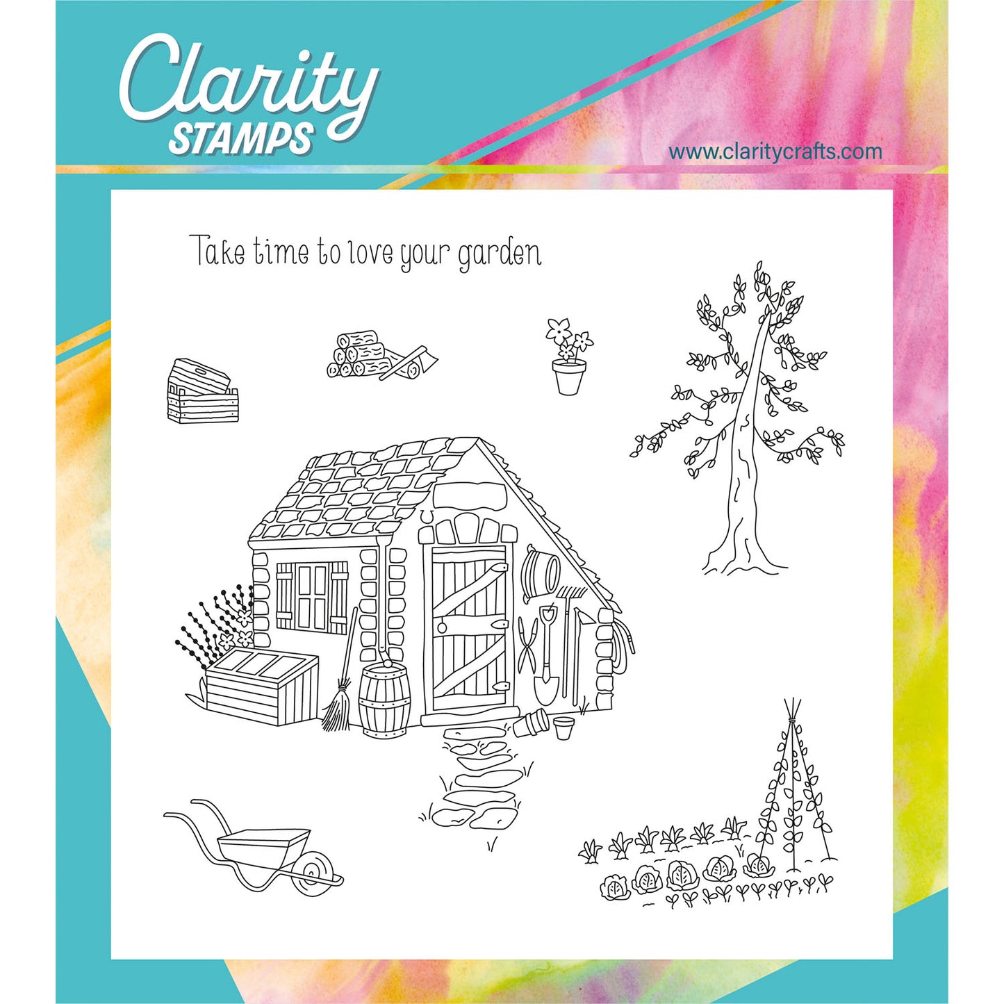 Linda's In the Garden - Garden Shed A5 Square Stamp & Mask Set