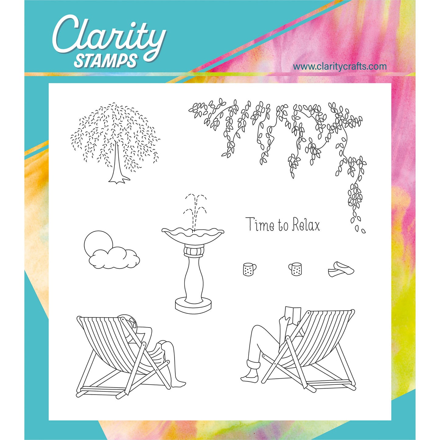 Linda's In the Garden - Deck Chairs A5 Square Stamp & Mask Set