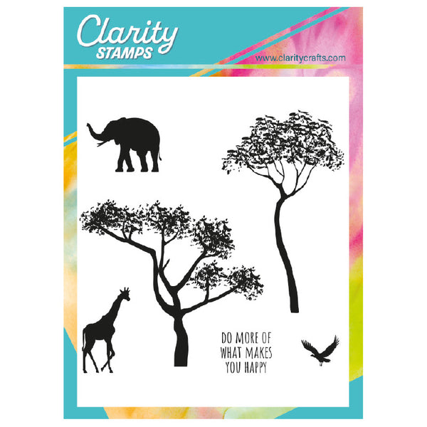 Savannah Treescape Stamp and Mask Set A6 square Claritystamp