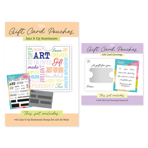 Jazz's Voucher Pouch Sentiments & Greeting A5 & A6 Square Stamp & Mask Duo