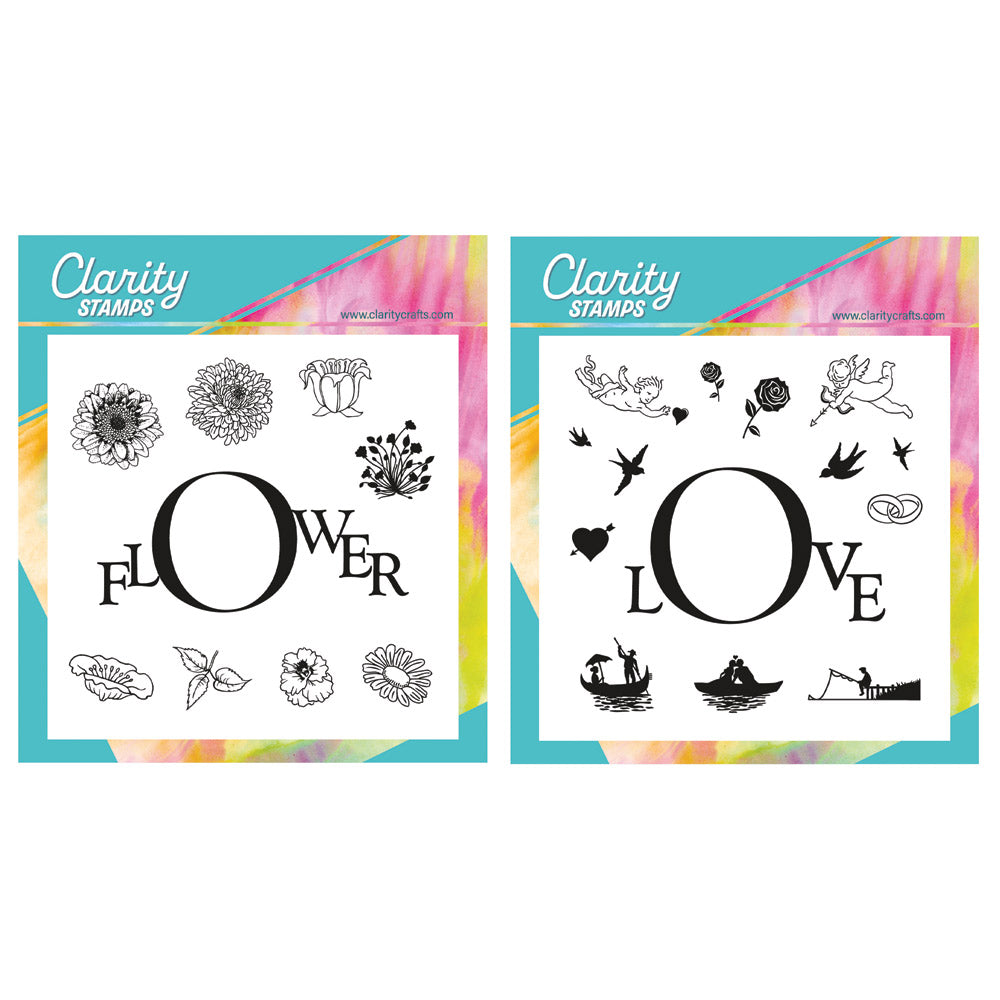 Flower & Love Framer A5 Square Stamp & Mask Set Duo