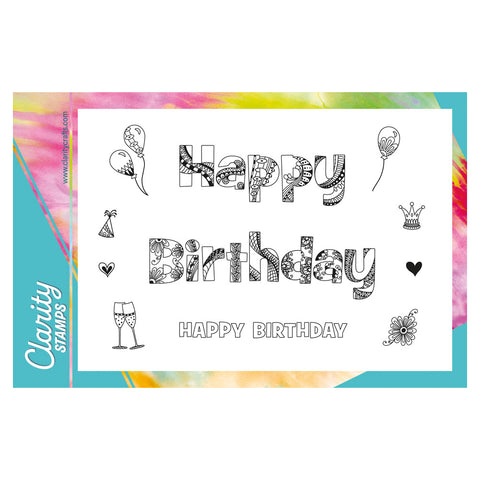 Cherry's Funky Happy Birthday A5 Stamp & Mask Set