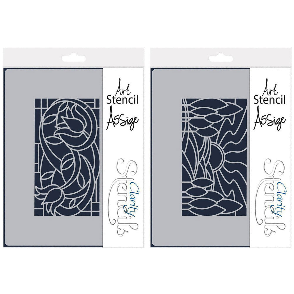 Art Nouveau Lilies & Landscape A5 Stencil Duo