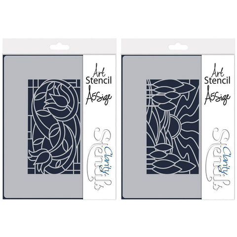 Art Nouveau Lilies & Landscape A5 Stencil Duo