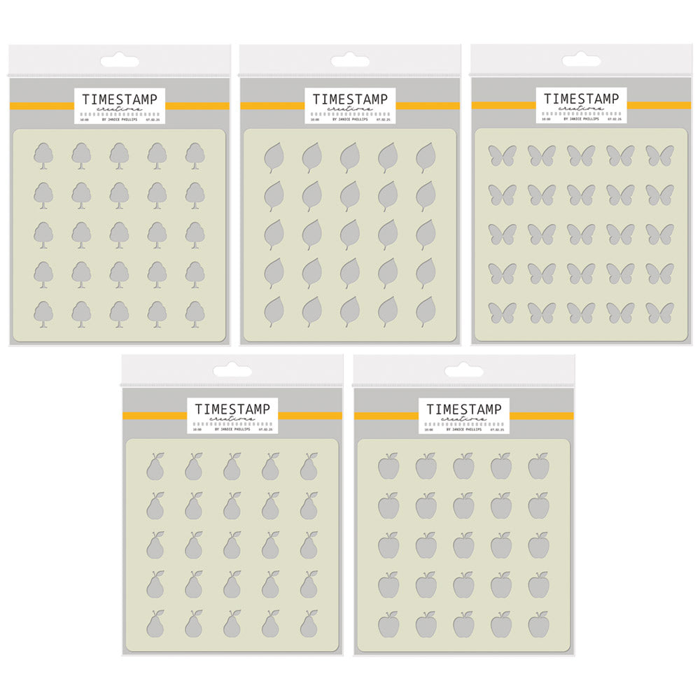 Timestamp Creations by Janice Phillips - Backgrounds Set 1 5" x 5" Stencil Collection