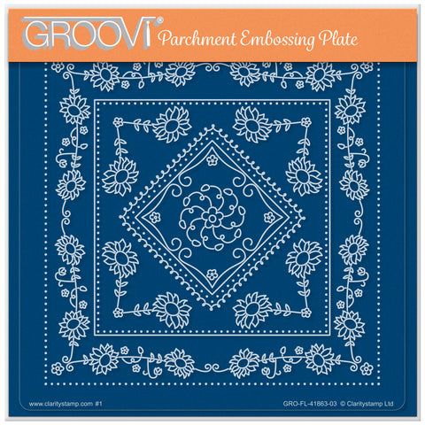 Jazz's Summer Sunflowers Frame A5 Square Groovi Plate