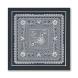Tina's Thank You Floral Swirls & Corners All in One A5 Square Groovi Plate