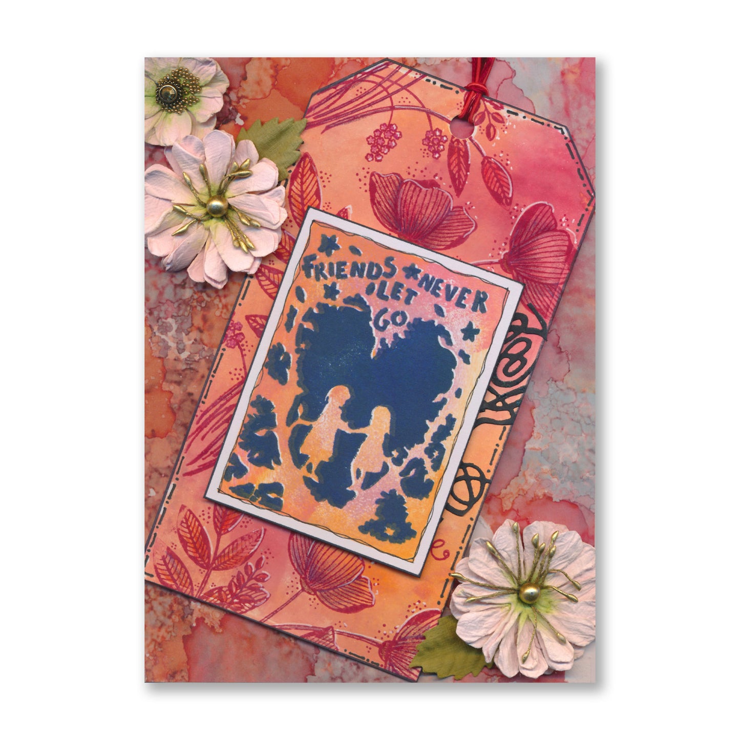 Ani's Folk Art - Friends Never Let Go - Two Way Overlay A5 Slim Stamp & Embedder Set