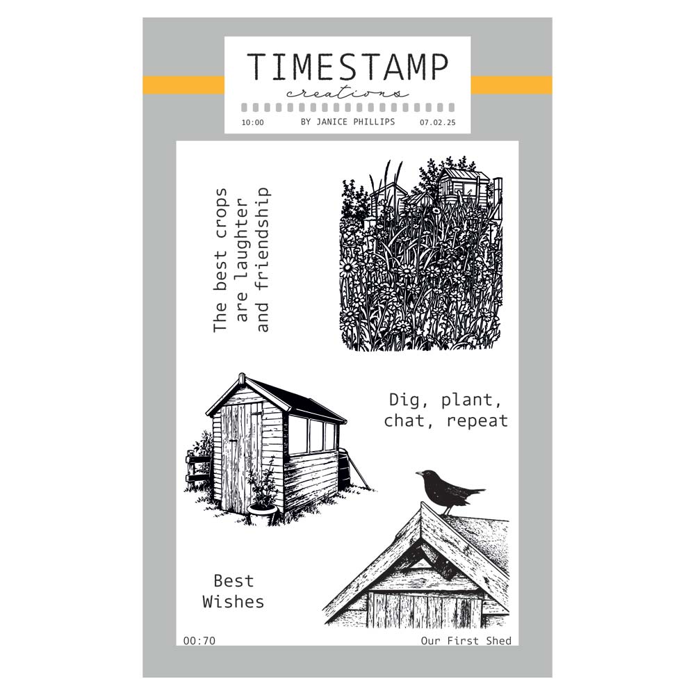 Timestamp Creations by Janice Phillips - Our First Shed A6 Stamp Set