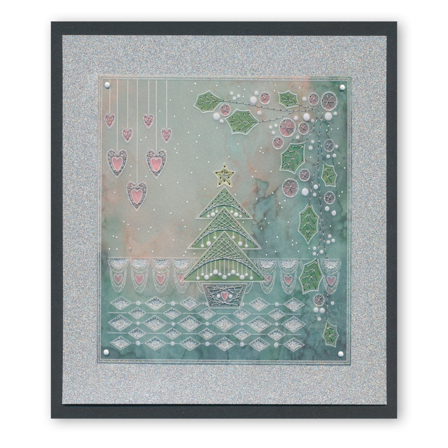 Tina's Embroidery Christmas Trees A5 Square Groovi Plate