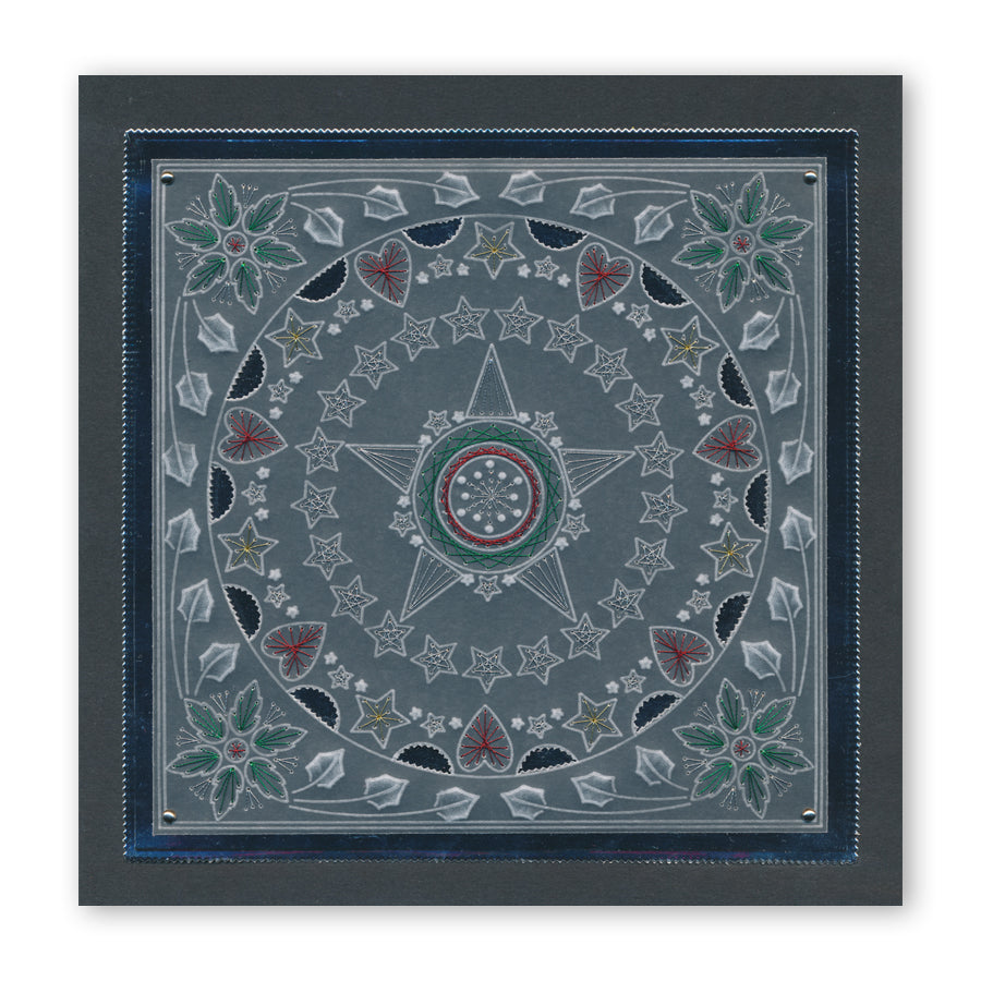 Tina's Embroidery Holly & Star A5 Square Groovi Plate
