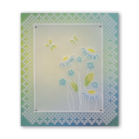 Tina's Daisy Frame & Dandelion Tag A5 Square Groovi Plate