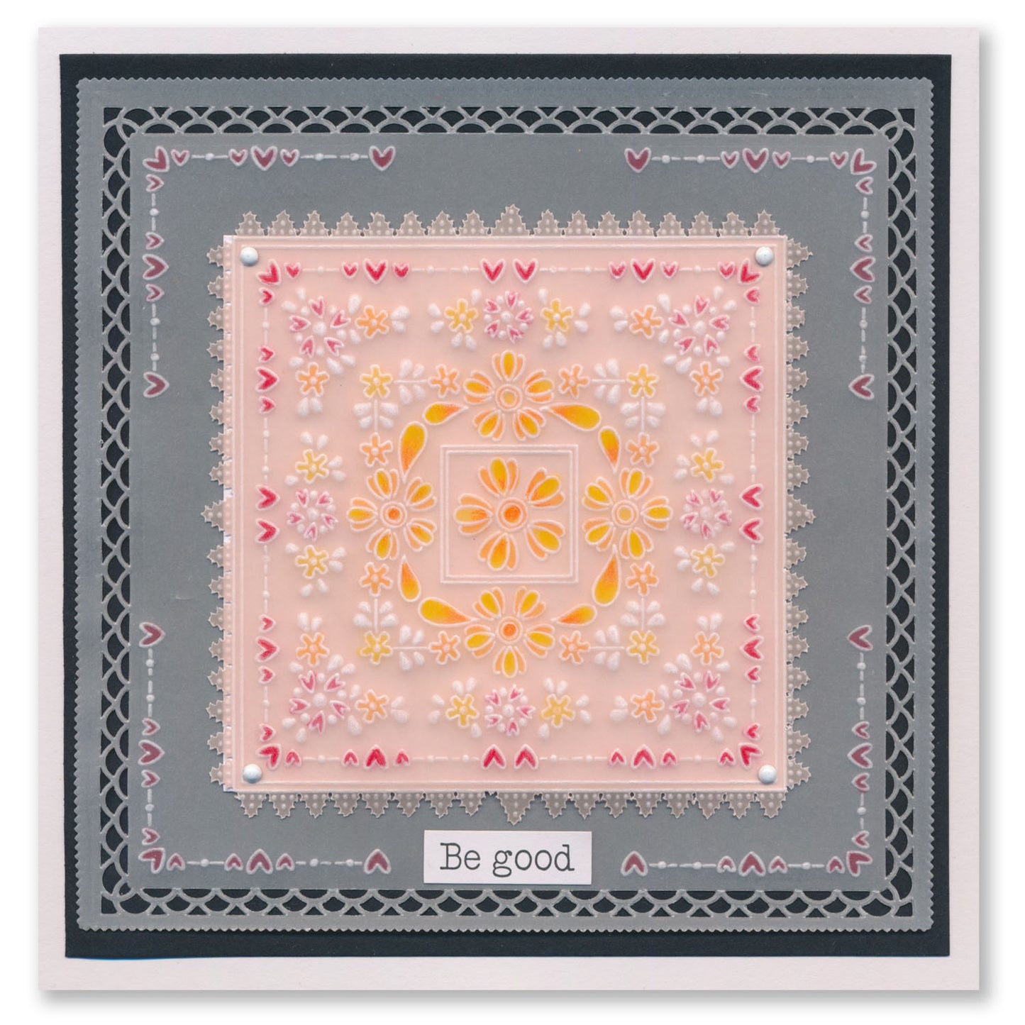 Flowerette Heart Parchlet A6 Square Groovi Plate