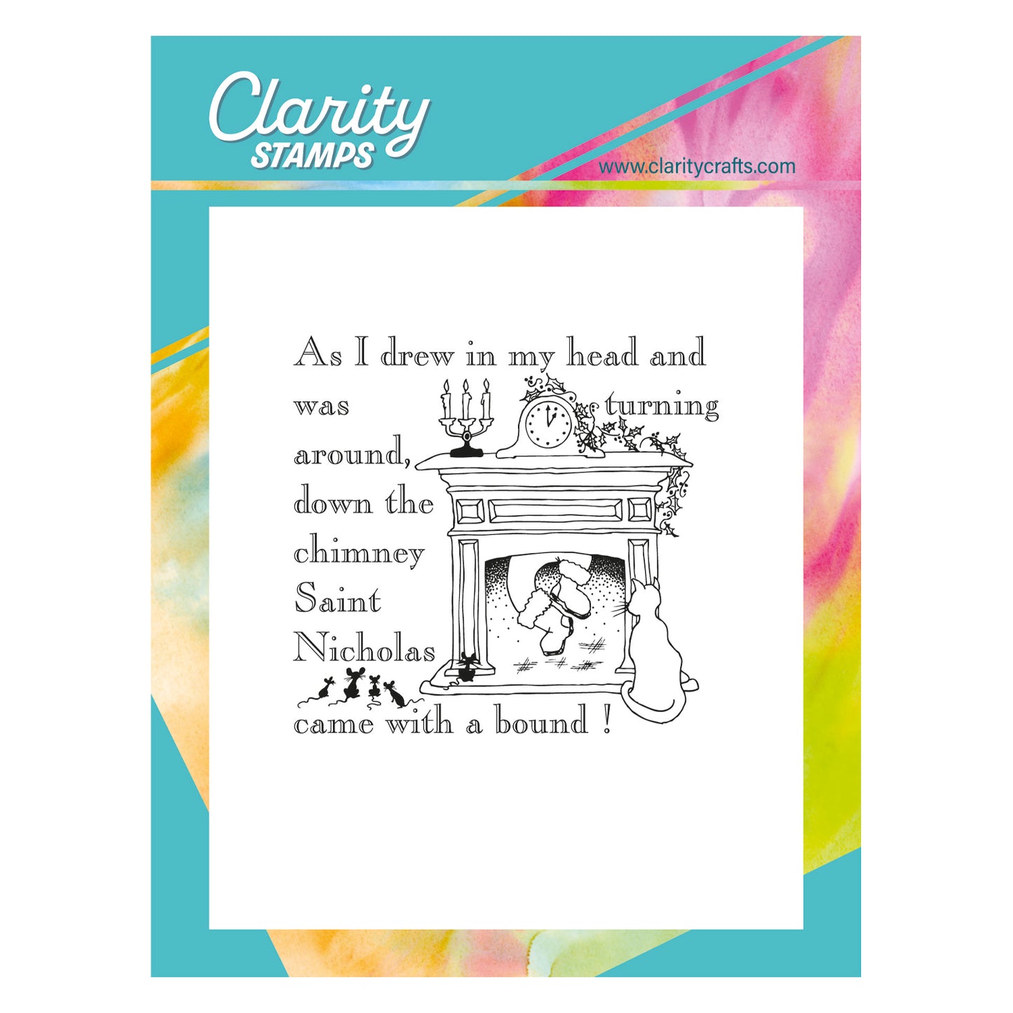 Twas the Night 10 - Fireplace - Fine Line A6 Square Stamp