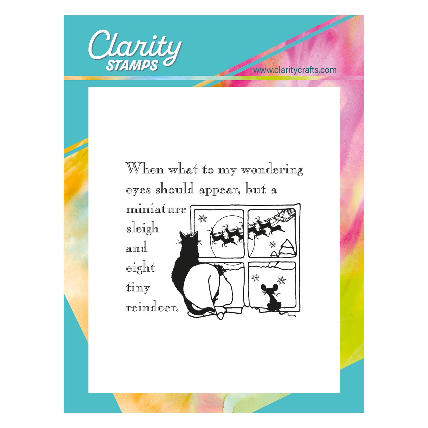 Twas the Night 5 - Cat & Window - Fine Line A6 Square Stamp