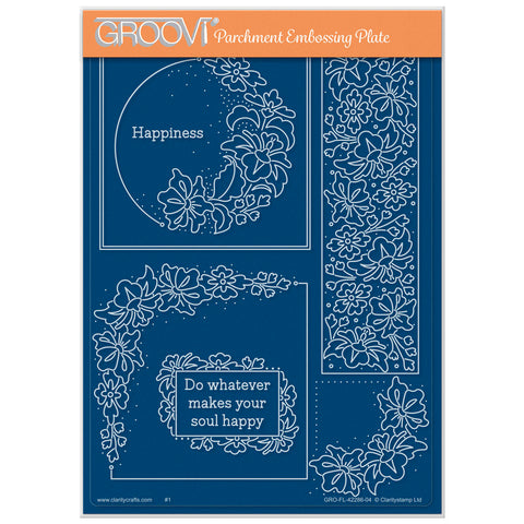 Barbara's Happiness - Floral Crescent & Panel A5 Groovi Plate