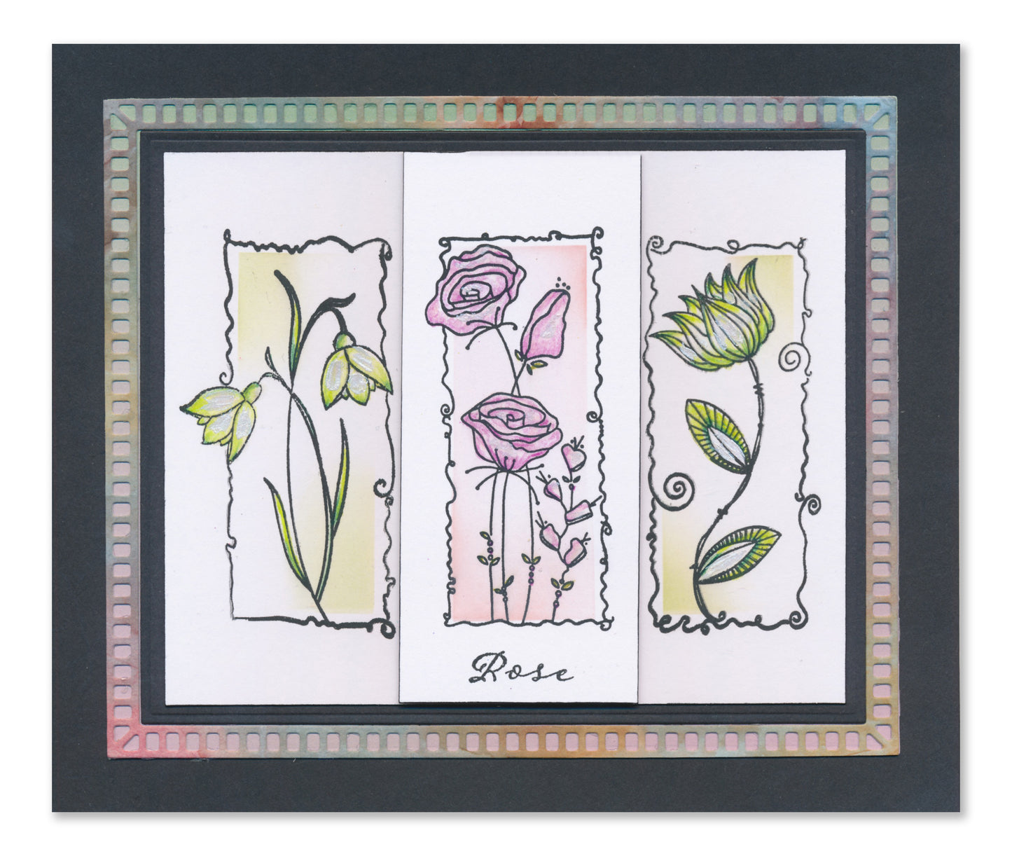 Barbara's SHAC Rose Floral Panels A6 Square Stamp Set