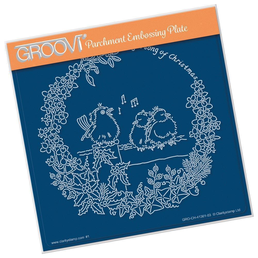Linda's Robins Wreath A5 Square Groovi Plate