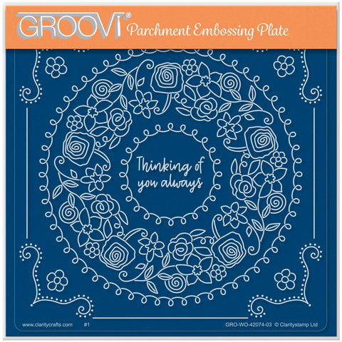 Thinking of You Always Round Floral Frame A5 Square Groovi Plate