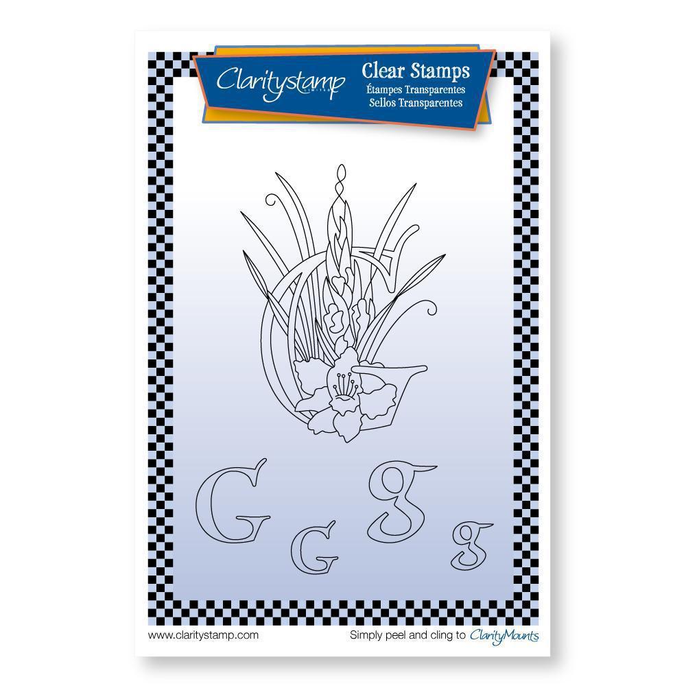 Floral Alphabet - Letter G - A6 Square Stamp Set